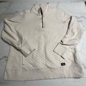 Quilted Knit Stand Collar Long Sleeve Kangaroo Pocket Quarter-Zip Pullover Top